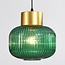 Suspension Inya 3 lumières en verre vert - vert et doré