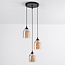 Suspension 3 lumières avec verre ambré - Kensi
