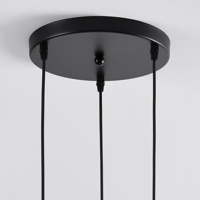 Suspension Kensi 3 lumières en verre ambré