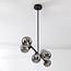 Plafonnier design Aster 6 lumières en verre fumé - noir