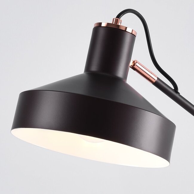 Lampe à poser Phoebe - brun café aux détails bronze, bras inclinable