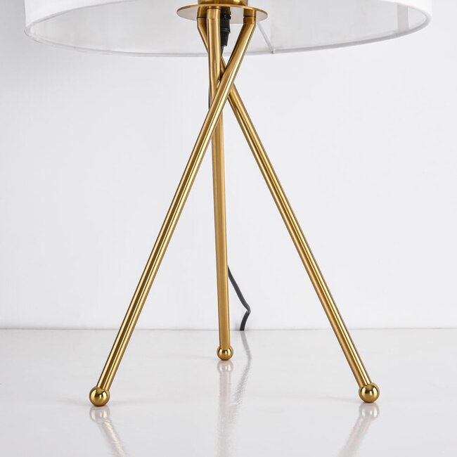 Lampe à poser Susan - trépied doré avec abat-jour en tissu