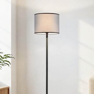 Lampadaire Maggie en noir à abat-jour en tissu