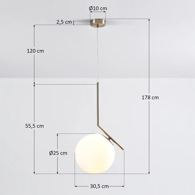 Suspension design Roy - verre blanc