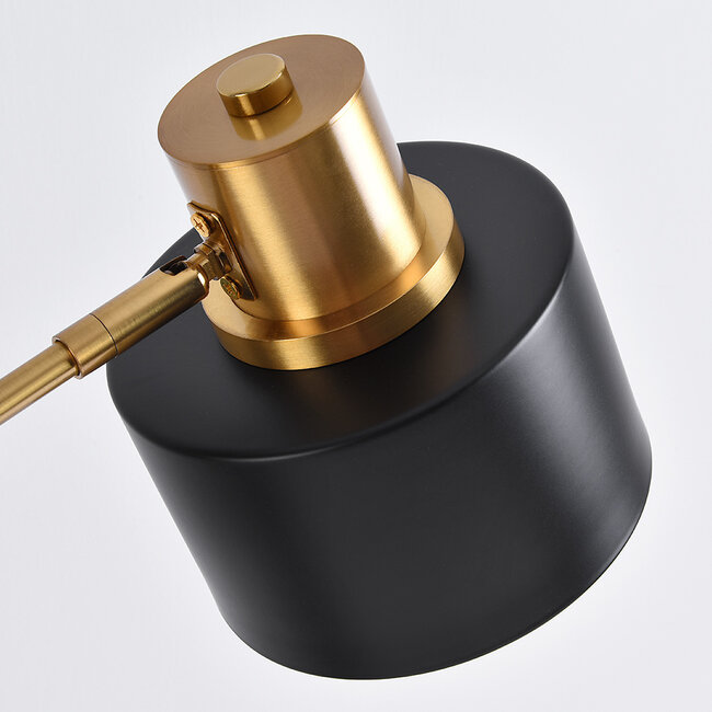 Lampe de table inclinable noire avec détails dorés - Rhys