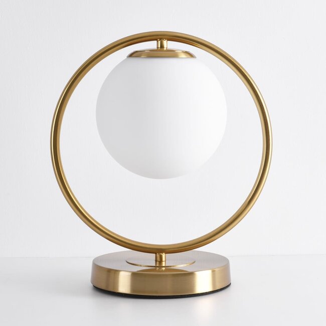 Lampe à poser Gene - doré avec globe en verre opalin