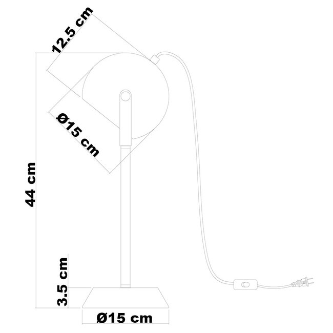 Lampe de table noire avec abat-jour inclinable - Archie