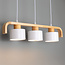 Suspension Rosie 3 lumières rétro avec bois - blanc et bois