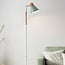 Lampadaire rétro Elsie en bois à abat-jour vert