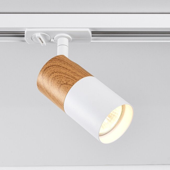 Système de rail monophasé moderne 3 mètres blanc acajou aspect bois - Linn