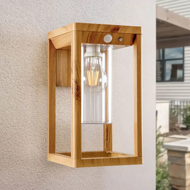 Applique solaire extérieure moderne avec capteur en aspect bois - Lumi