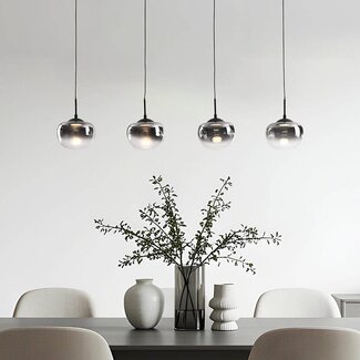 Suspension noire en verre fumé avec dégradé et LED dimmables 3 niveaux - Amina