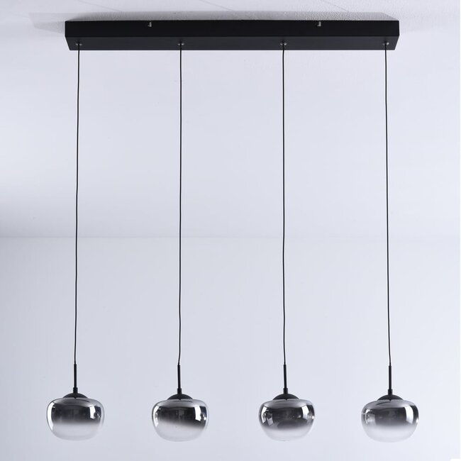 Suspension noire en verre fumé avec dégradé et LED dimmables 3 niveaux - Amina