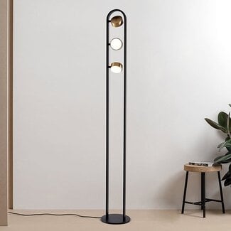 Lampadaire Terzo à 3 spots orientables noir et doré