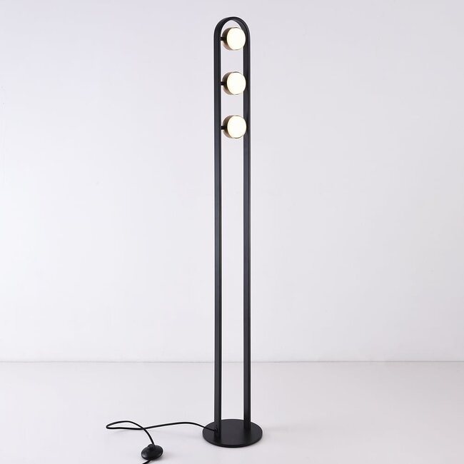 Lampadaire Terzo à 3 spots orientables noir et doré