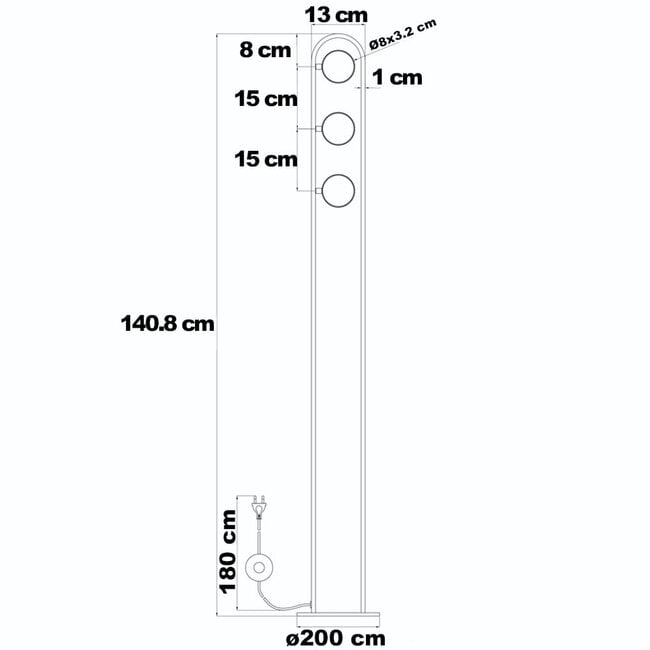 Lampadaire de luxe avec 3 spots rotatifs - Terzo