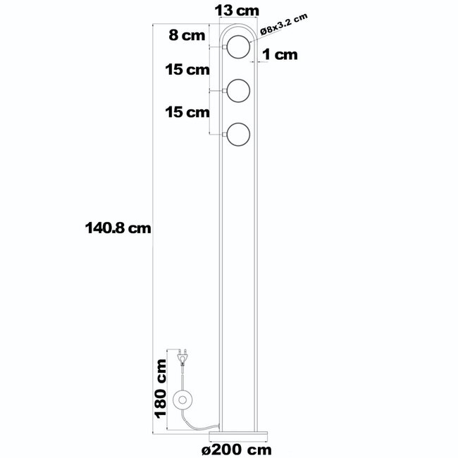 Lampadaire Terzo à 3 spots orientables noir et doré