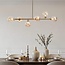 Suspension Aster 6 lumières - doré avec globes en verre ambré