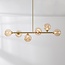 Suspension Aster 6 lumières - doré avec globes en verre ambré
