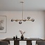 Suspension Aster 6 lumières - doré avec globes en verre fumé