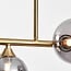 Suspension Aster 6 lumières - doré avec globes en verre fumé
