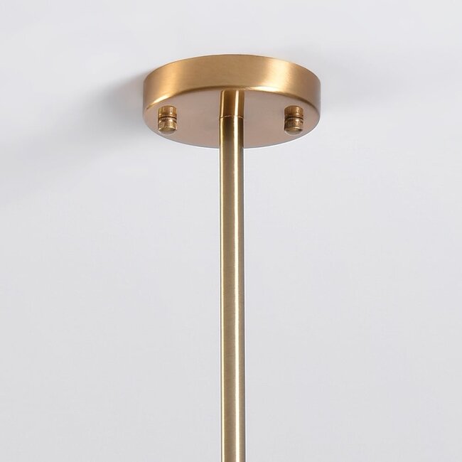 Suspension Aster 6 lumières - doré avec globes en verre fumé