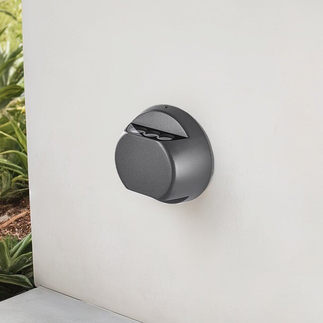 Applique murale extérieure ronde Geoffrey - noire avec LED intégrée