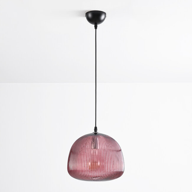 Lampe suspendue Molly en verre strié