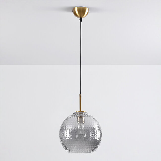 Suspension Johnny en verre nervuré - fumé