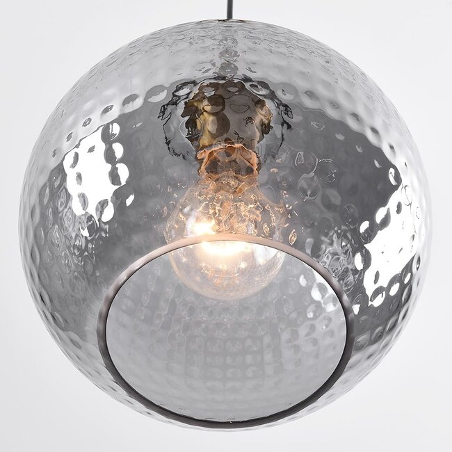 Suspension Johnny en verre nervuré - fumé