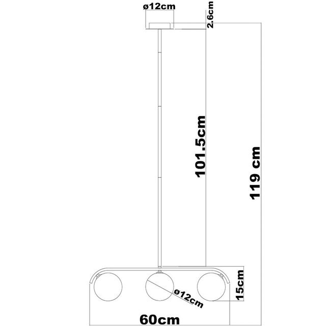 Lampe suspendue à 3 lumières Marc avec verre blanc laiteux