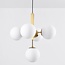 Suspension moderne Kenji 5 lumières avec globes en verre - doré