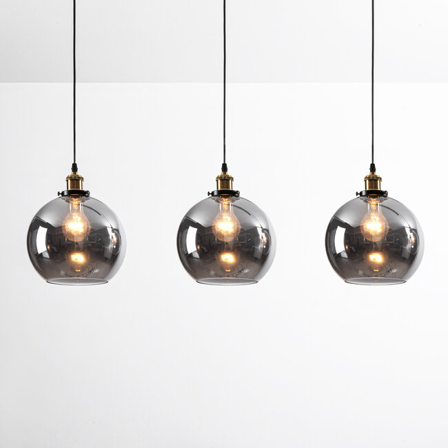 Suspension avec verre fumé, 3 lumières - Katie