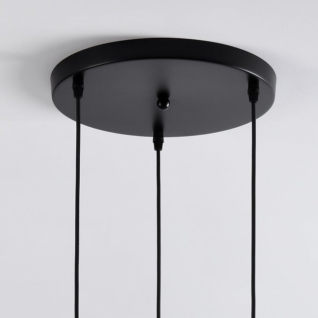 Suspension Victor 3 lumières en verre ambré - ambré et noir