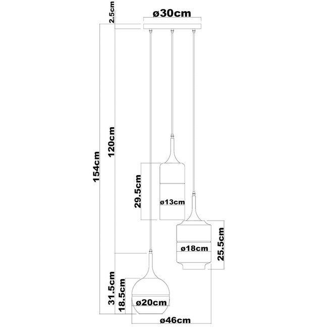 Lampe suspendue Victor avec verre ambré et détails noirs