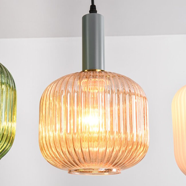 Lampe suspendue avec quatre couleurs de verre strié - Aeneas