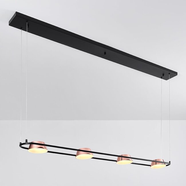 Suspension moderne Calisto avec LED intégrée - noir et rosé