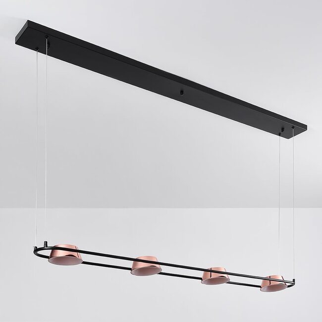 Suspension moderne Calisto avec LED intégrée - noir et rosé