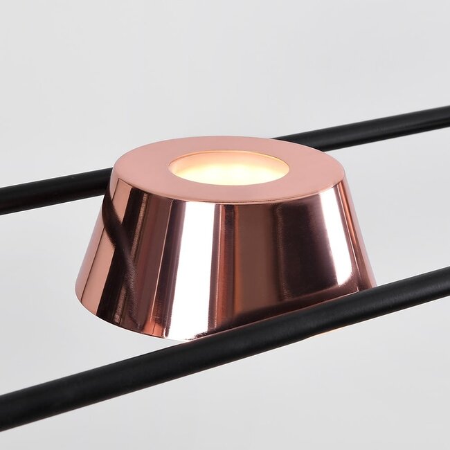 Lampe suspendue moderne avec LED intégrées noir et or rose - Calisto
