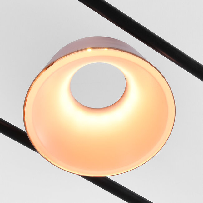 Lampe suspendue moderne avec LED intégrées noir et or rose - Calisto