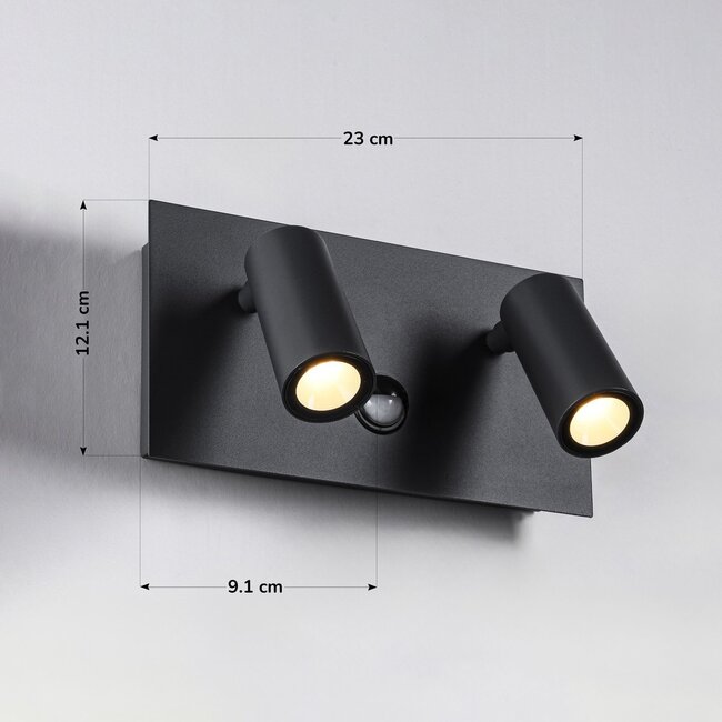 Applique murale extérieure Filia avec détecteur et spots inclinables - anthracite