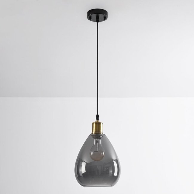 Suspension Verona - globe goutte en verre fumé