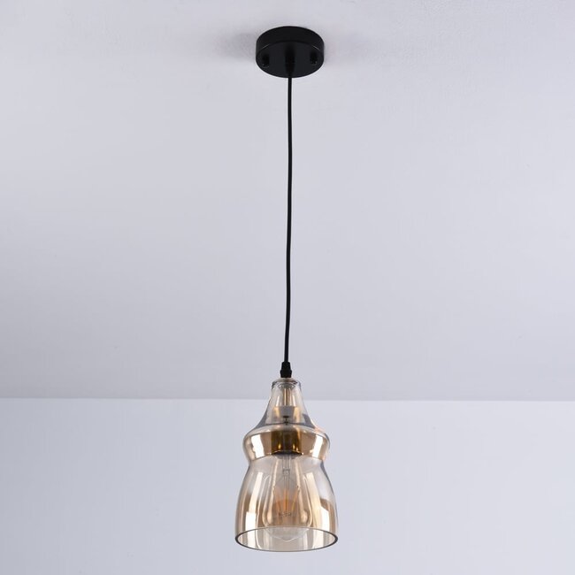 Lampe suspendue à 1 lumière Trinidad avec verre ambré - variante 2