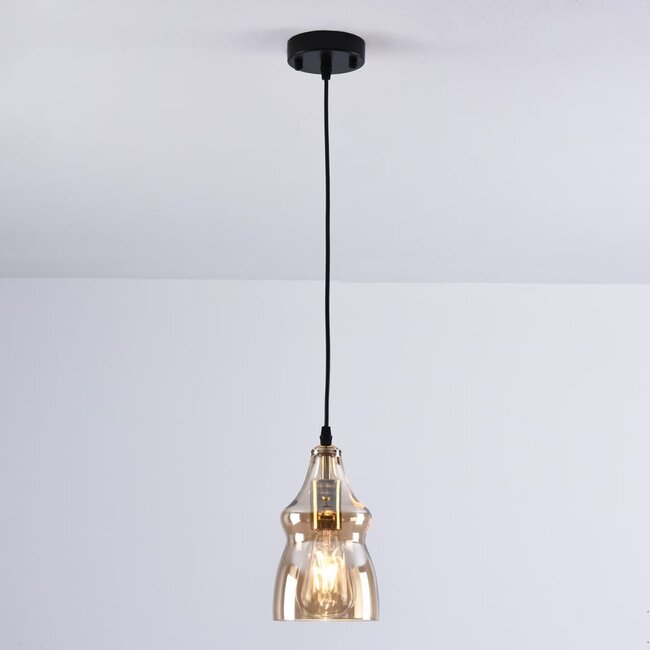 Lampe suspendue à 1 lumière Trinidad avec verre ambré - variante 2