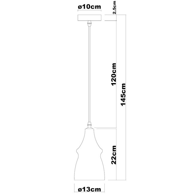 Lampe suspendue à 1 lumière Trinidad avec verre ambré - variante 2