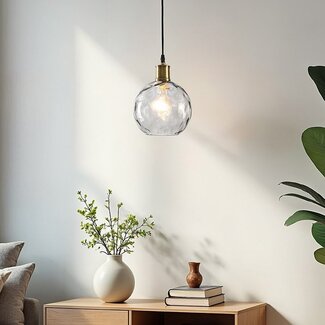 Suspension à 1 lumière - Lotte - Verre fumé bombé