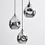 Suspension design Frank 3 lumières en verre fumé et effet miroir