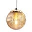 Suspension Sila Ø25 cm en verre nervuré - ambré