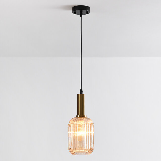 Lampe suspendue à 1 lumière Sita - verre allongé