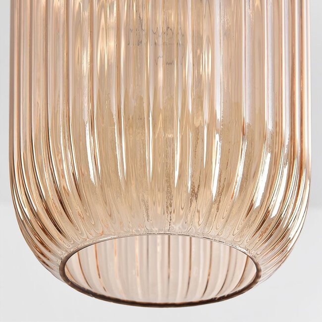 Suspension Sita en verre nervuré allongé